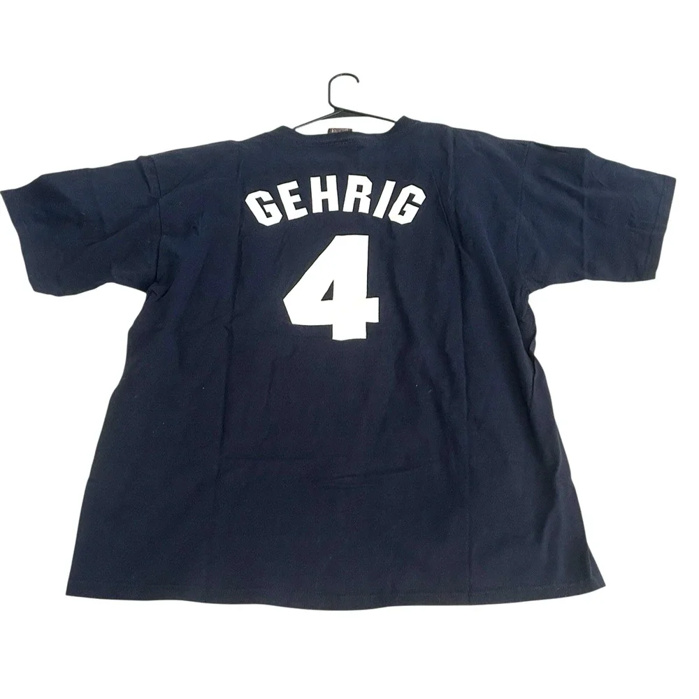 Vtg NY Yankees Cooperstown Collection #4 Lou Gehrig Cotton T-Shirt Mens 2X EUC